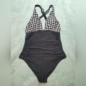 Cupshe Gingham One Piece Plunge Neck Swimsuit